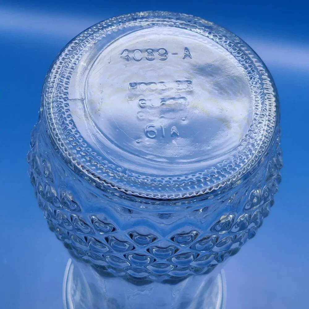 Vintage Hoosier Glass Diamond Point & Ribbed Clear Vase 4089-A 9.75